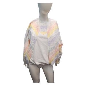 Vintage 80's 2 Piece Shirt and Jacket Set Pink Searsucker Womens Size Small